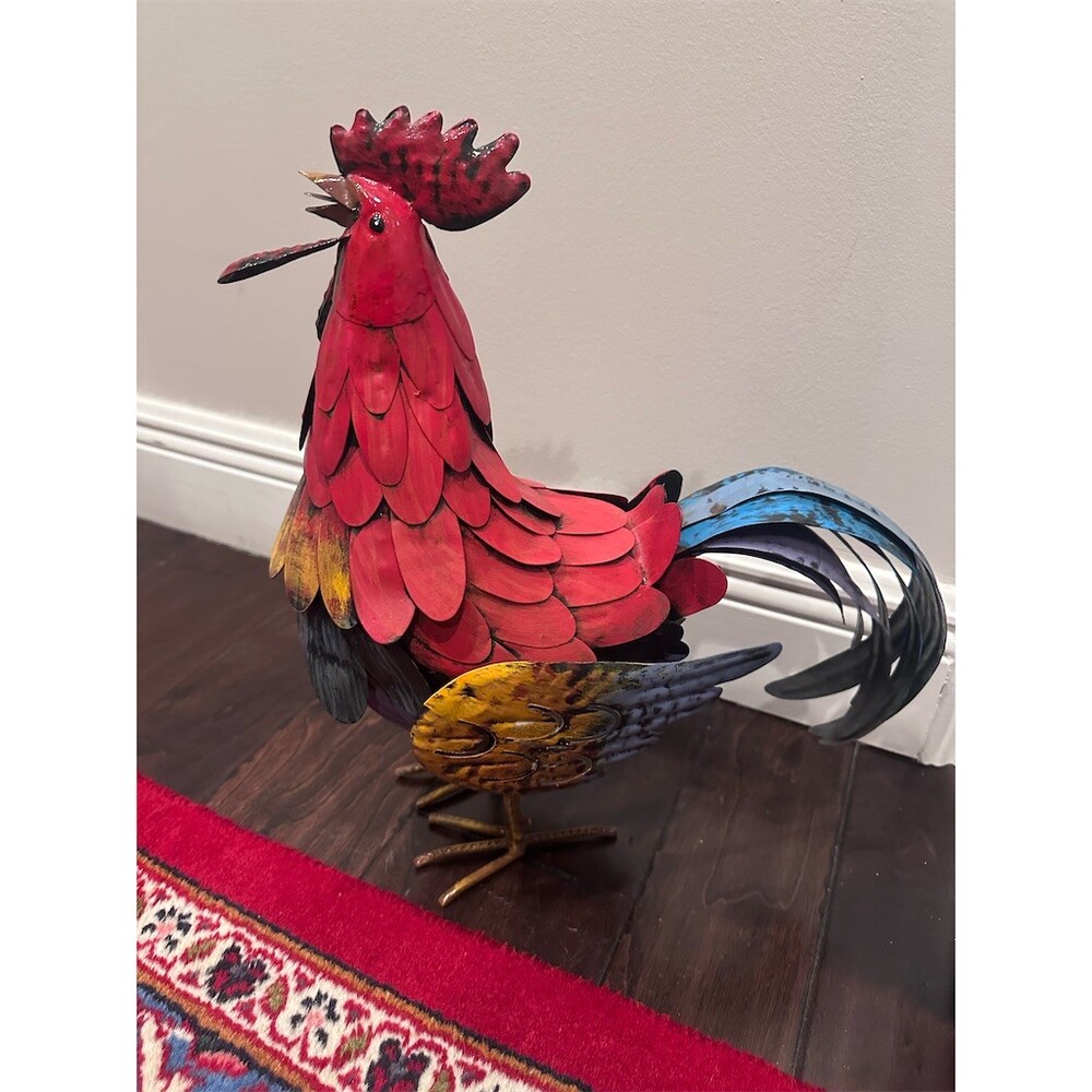 Sold-Regal Art & Gift Rooster Statue Colorful Painted Garden Yard Sculpture